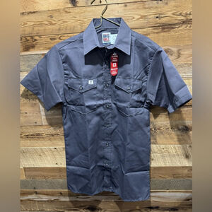 NWT Big Bill premium short sleeve work shirt navy gray uniform button up US S